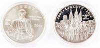 Coin (2) US Mint Commemorative Silver One Dollars