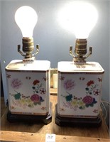 Pair vintage porcelain lamps
