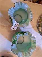 Charleton Hand decorated green dishes 5" tall
