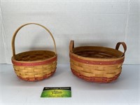 2 Red Stripe Longaberger Baskets