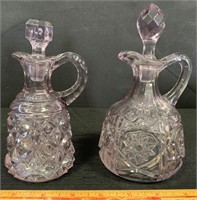 2 ANTIQUE DECANTERS WITH GREAT OXIDIZING - PURPLE