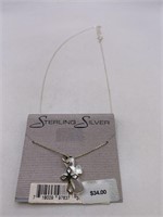 NEW STERLING SILVER CROSS PENDANT NECKLACE