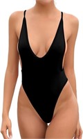 (N) SHEKINI One Piece Swimsuit Plunge Plunge women