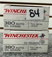 (100) Rounds of Winchester .380 Auto 95 Gr. FMJ.