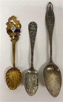 Lot of 3 Vintage Sterling Silver Souvenir Spoons