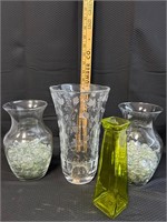 Lot of 4 Vases w Glass Stones