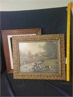 Vintage hunt scene pictures & Wood frame
