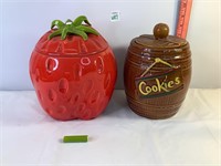 Barrel & Strawberry Cookie Jars