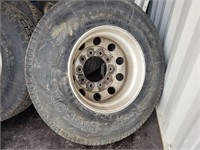 Lot of 4 - 11R22.5 Truck Tires on Rims
