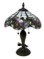 Tiffany Style Stained Glass  Table Lamp w/ Jewels