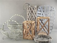 Metal Baskets, & Wood Decorator Candles +