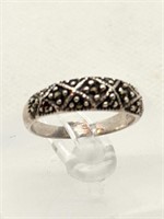 Sterling Silver Estate Ring w/ smoky crystals