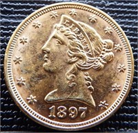 1897 $5 Liberty Head Half Eagle Gold Coin