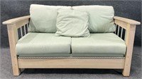 Whitewashed Metal Accent Loveseat
