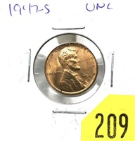 1947-S Lincoln cent, Unc.