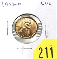 1953-D Lincoln cent, Unc.