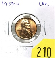 1953-D Lincoln cent, Unc.
