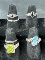 (6) Sterling rings sizes 5.5, 8, 5.75. Total