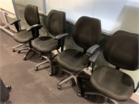4 Black Fabric Swivel Base Arm Chairs