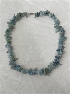 Aquamarine Chip Necklace w/ Sterling Clasp