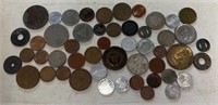 (BAG 50)FOREIGN COINS & TOKENS-ASSORTED
