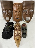 (6) Wooden Tiki Masks / Wall Art