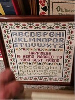 Vintage Happiness is being Married needlepoint pic