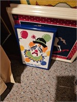 Pair of 2 Clown needlepoint pictures