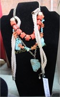 NATIVE TURQUOISE AND CORAL NECKLACE -DISPLAY NOT