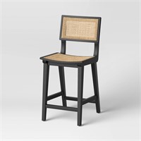 Tormod Backed Cane Counter Height Barstool Black