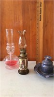 Oil lamps & signed pottery aeromatic diffuser