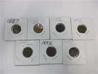 7 Indian head pennies 1887-1893 complete order