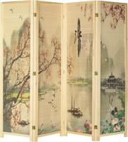 MyGift 4-Panel Bamboo Room Divider