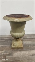 Antique metal urn planter, 20" x 25"