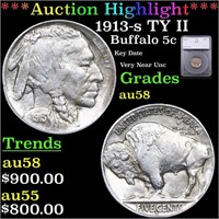 ***Auction Highlight*** 1913-s TY II Buffalo Nicke