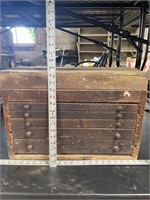 Neat Vintage Wooden Toolbox w Contents