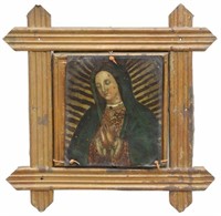 OIL ON TIN RETABLO, OUR LADY OF GUADALUPE, MEXICO