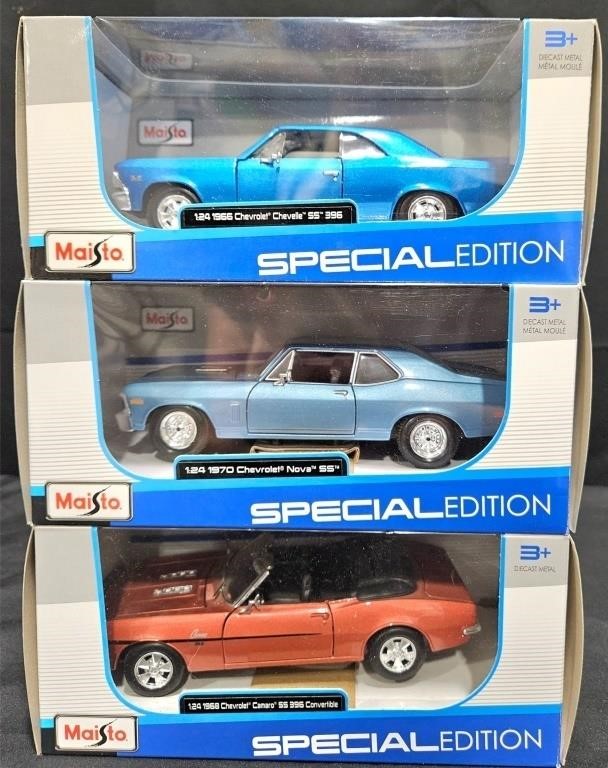 3 Maisto SE 1:24 Cars - 1966 Chevy Chevelle SS +