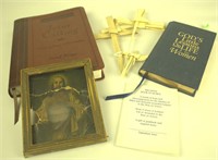 Religious Books And Antique Picture