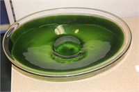 Green Artglass Stem Plate