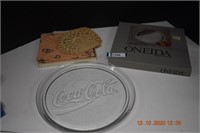 Glass Coca Cola Plate, Napkin & Table Set, &