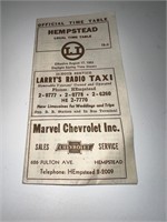 Vintage 1953 Hempstead NY Official Time Table