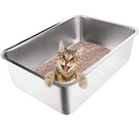 NEW Stainless Steel Cat Litter Box w/ High Sides