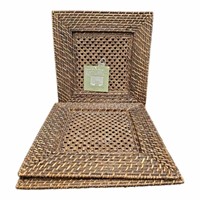 Set of 3 Square wicker Chargers