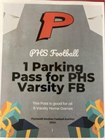 PHS Football 1 parking pass for PHS varsity FB