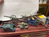 Early Lead Toys War Canons, side car motorcycle.