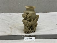 Vintage Chinese Soapstone Hand Carved Vase