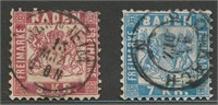 GERMANY BADEN #27 & #28 USED AVE-FINE