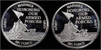 (2) 1 OZ .999 SILVER ARMED FORCES ROUNDS