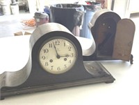 TWO MANTLE CLOCKS NO KEYS AND ONE HAS NO FACE